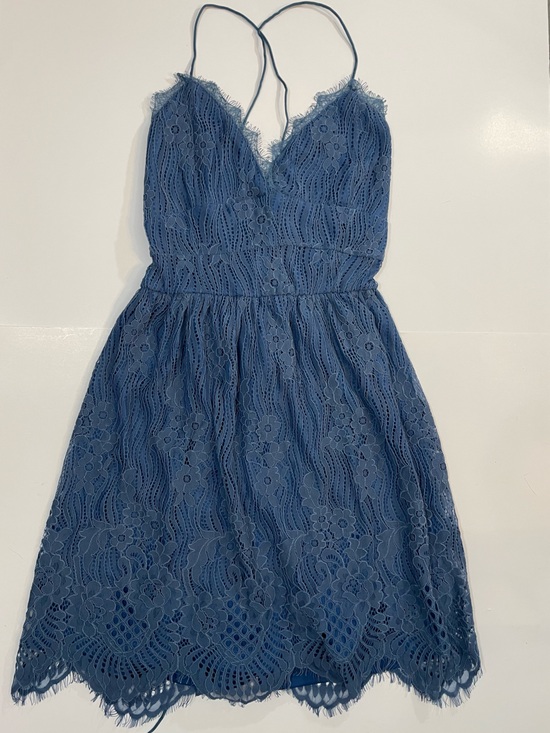 aooksmery Dresses & Skirts - Blue Lace Spaghetti-Strap Dress